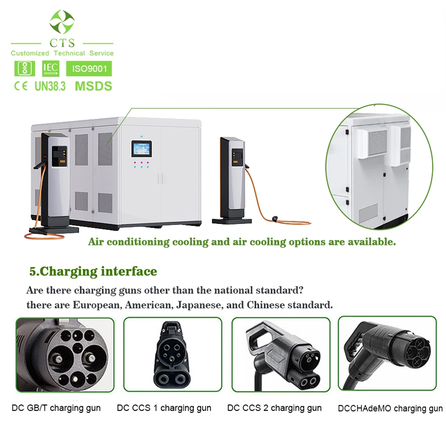 CTS Bess 150 kwh 300 kwh conteneur de batterie de stockage d'énergie avec 50 kw Chargeur Fast EV 100 kw c.c.