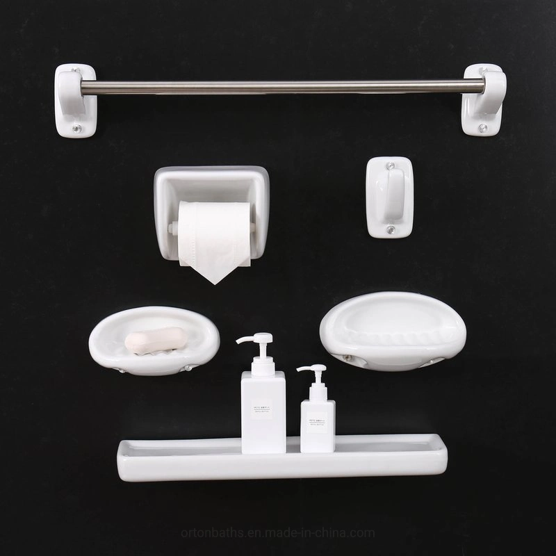 Modern Ceramic Bathroom Accessories Soap Holder Stainless Steel Towel Bar Ceramic Paper Holder Bathroom Accessories for Wc Ceramic Toilet