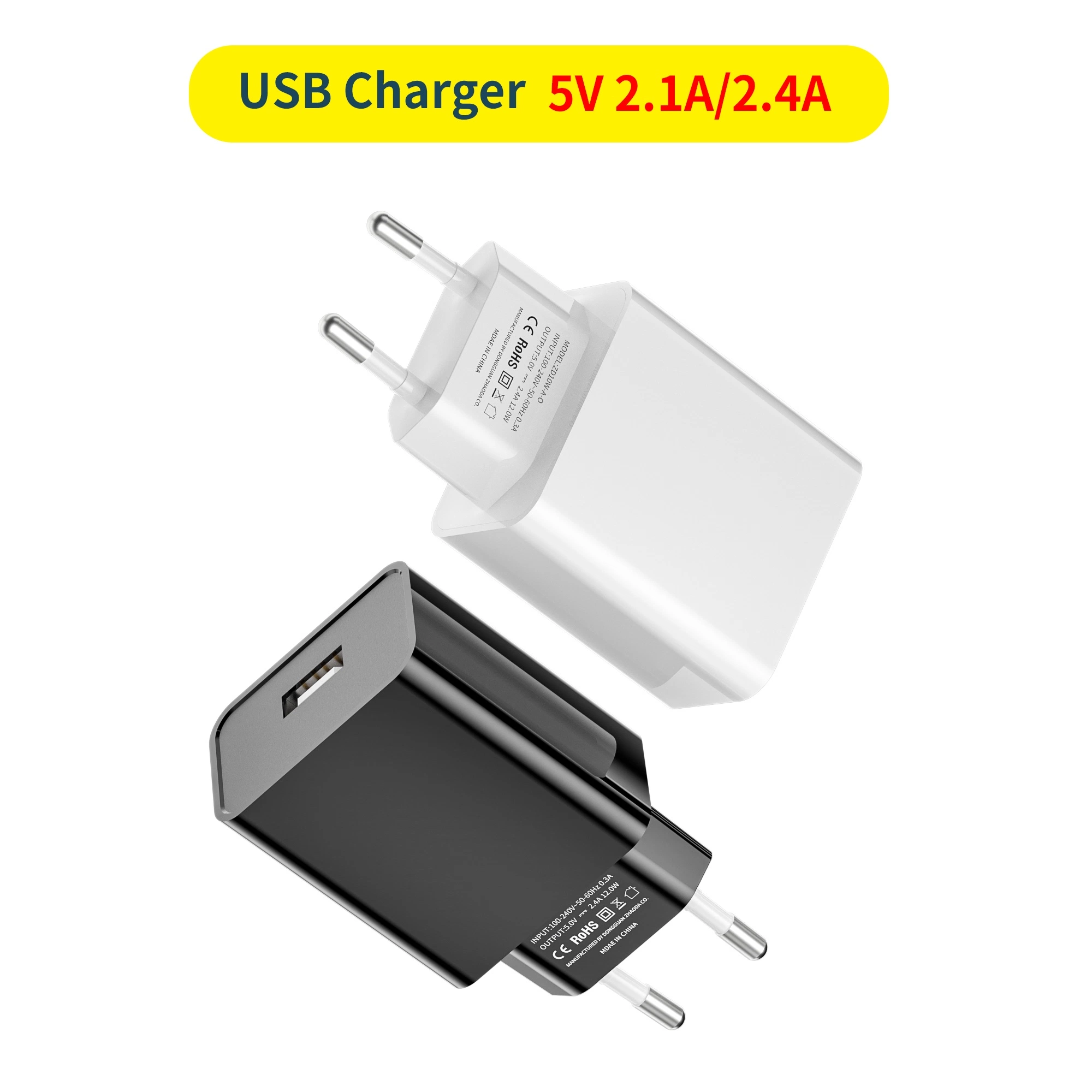 Schnellladegerät Adapter 12W USB-Anschluss Schnellladegerät Adapter Telefon Ladegerät 5. V/2,4A EU-STECKER