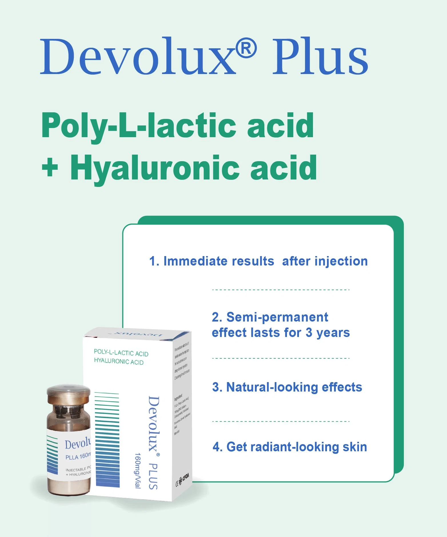 Devolux Reborn Topical بولي حمض إل لكتيك Plla هيدروجل Hyaluronic حقن الحشوة بالحبار الحمضي