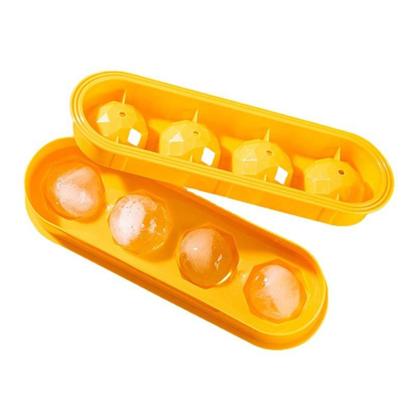 4 Holes 3D Whisky Drink Ball Maker Mold Sphere Square Shapes Silicone Pallet Moldes with Lid