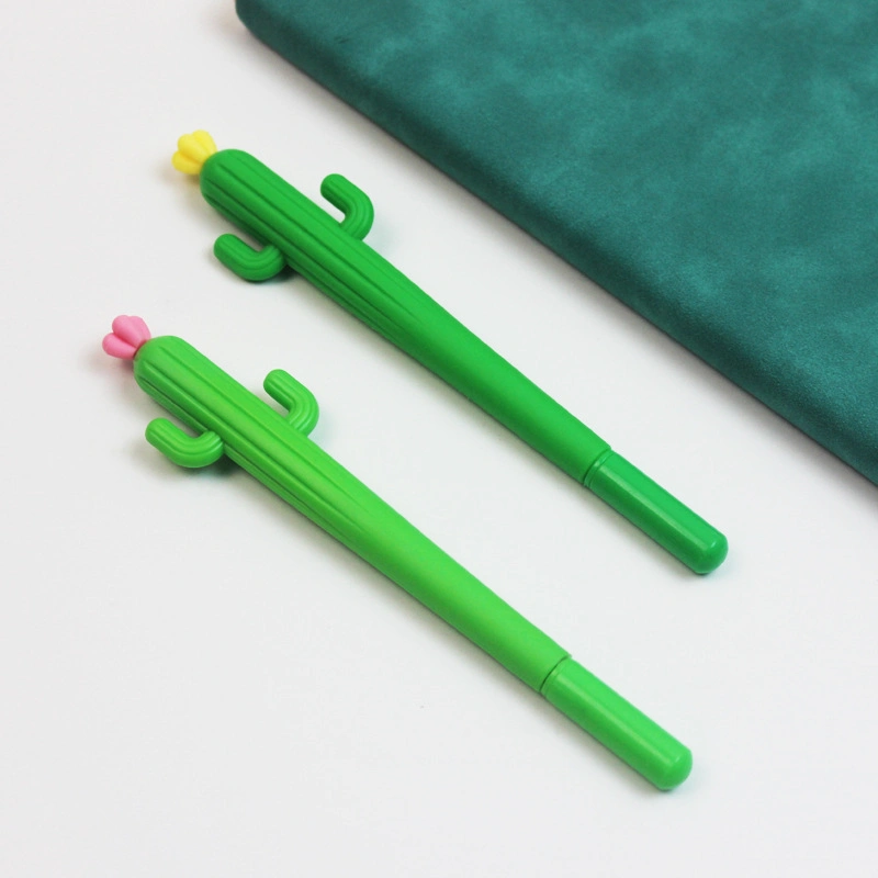 Cute Cartoon Stress Relieving Pen Cactus Soft Rubber Neutral Pen Student Creative Stationery