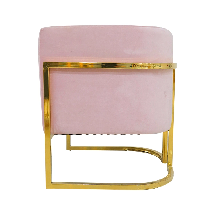 Wholesale/Supplier Home Furniture Classical Velvet Single Mini Sofa Gold Chrome Metal Frame Restaurant Bedroom Chair