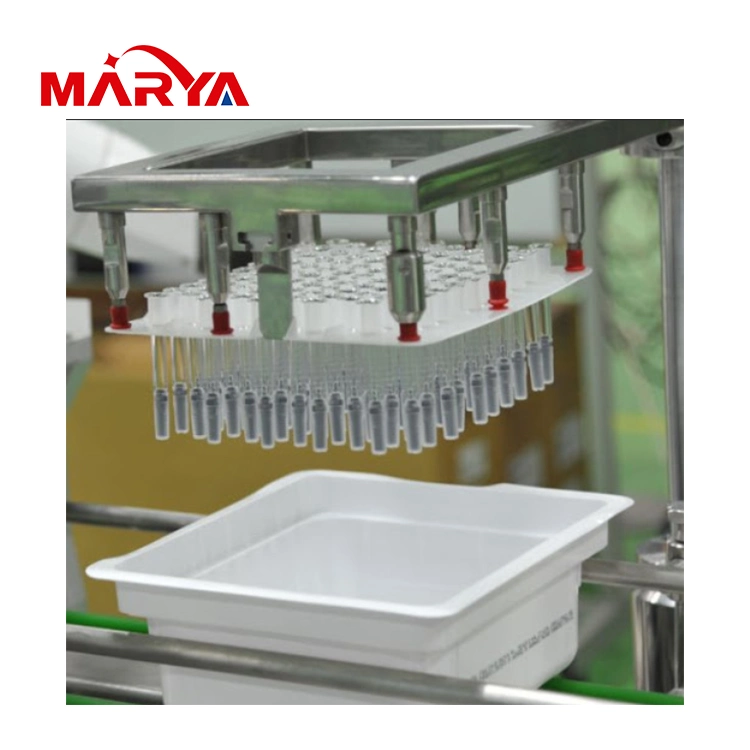 Machine d'assemblage de seringues préremplies en plastique hautement capacitaire Marya GMP Pharmaceutical. Remplissage de bouteilles, remplissage de liquide, scellage et production de machines en liaison.