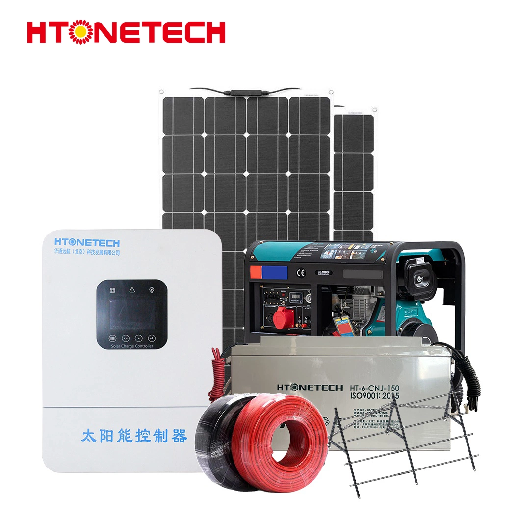 Htonetech Home off Grid Solar Panel System Wholesale/Supplierrs China 5kwh 10kwh 42kwh Solar Panels Monocrystal 25kw Diesel Generator Solar Hybrid 10 Kw System