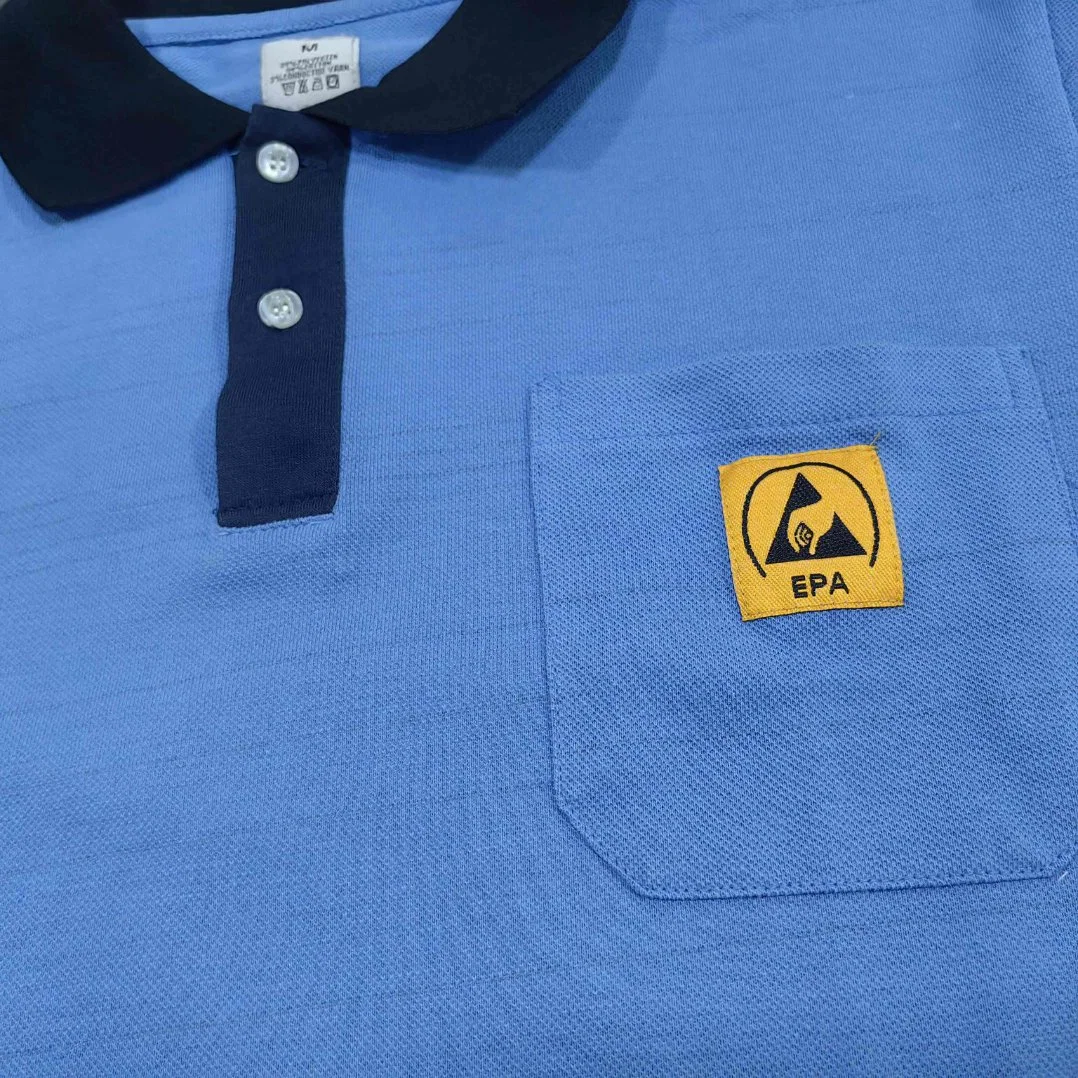 Polyester Cotton Conductive Working Clothing Safety T Shirt Anti-Static Polo ESD Workwear