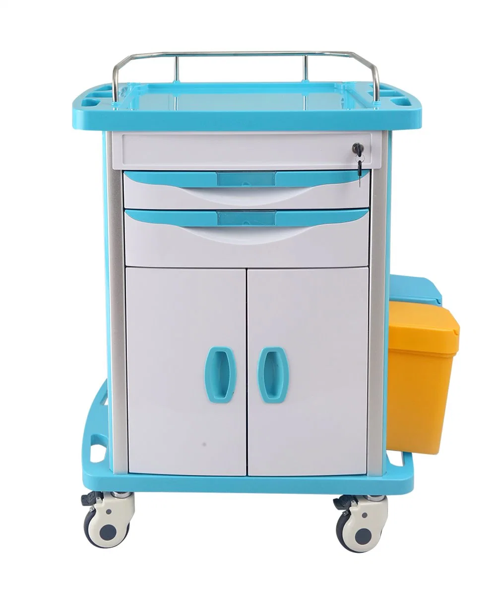 ABS Medicine Distribution Trolley and Cart with Drawers for Medical, Emergency, Logistic, Laundry, Treatment, Anesthesia as Hospital Furniture- F