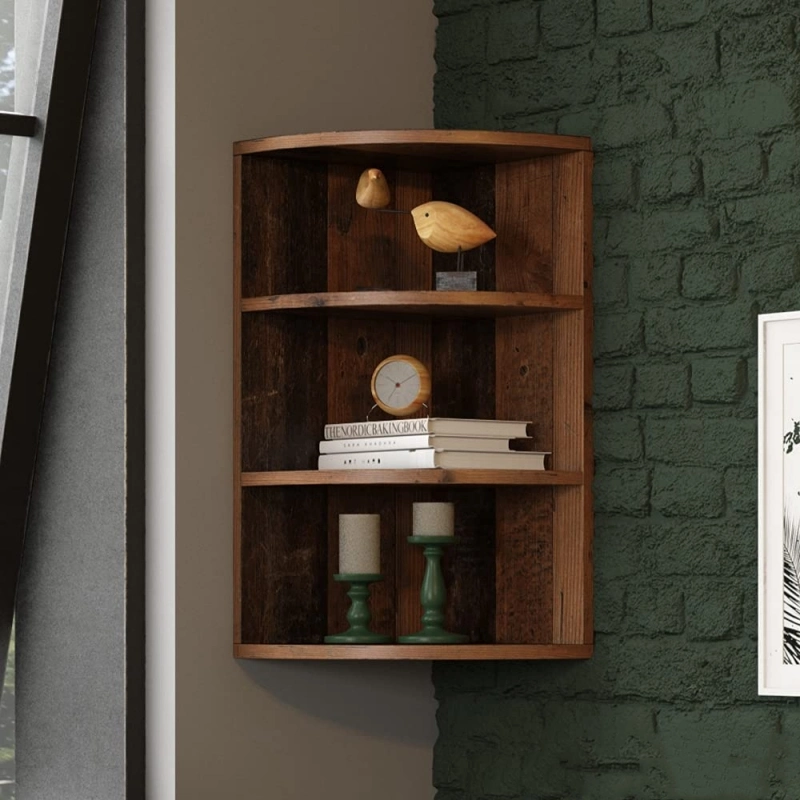 Retro Brown Living Room Study Corner Rack 0627