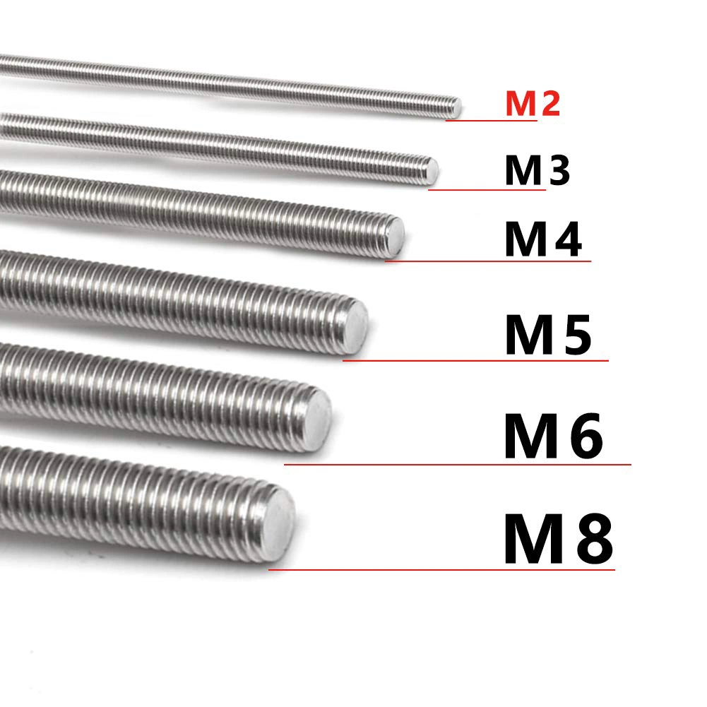 Threaded Rods 1m/2m/3m DIN 975 Stainless Steel 304/316 Plain Finish Metric Thread M2-M42