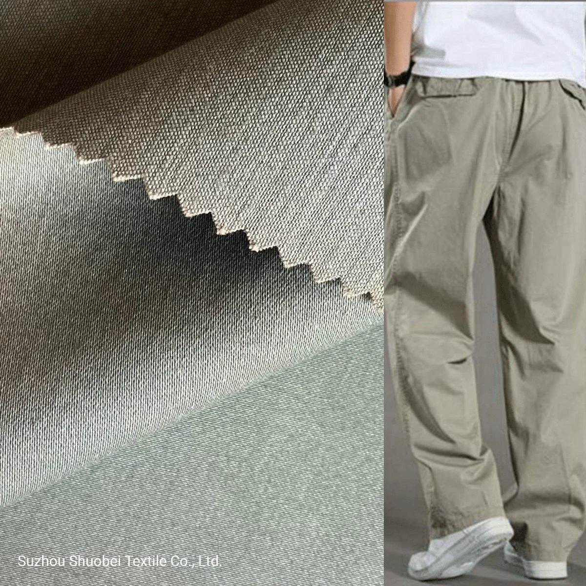 100% Cotton Weft Elastic Satin Drill Fabric for Uniform and Pants