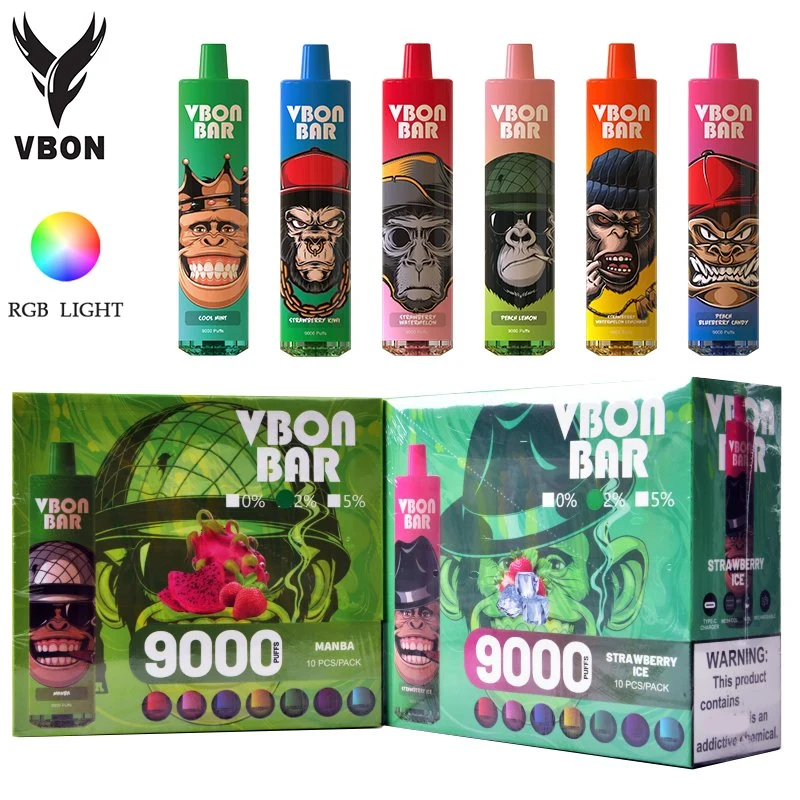 Suecia Best-Selling 9000 inhalaciones Vbon RGB Bar Fruity-Series desechable portátil E-cigarrillo Vape