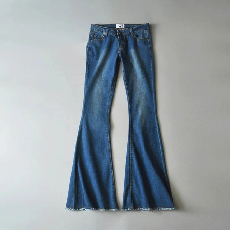 Womens Fashion Low Waist Wide Leg Bootcut Slim Denim Flare Bellbottom Jeans Esg13519