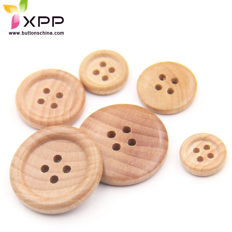 Natural Wooden Button with Laser Logo for Children Garments