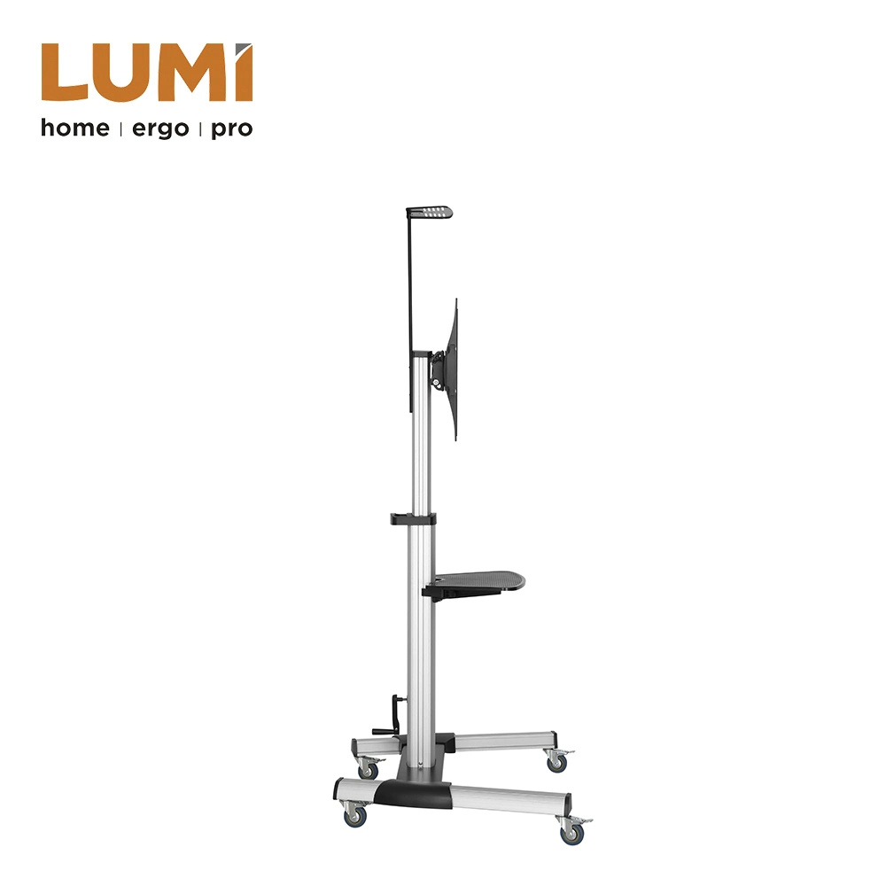 Crank Height Adjustable Aluminum Mobile TV Cart