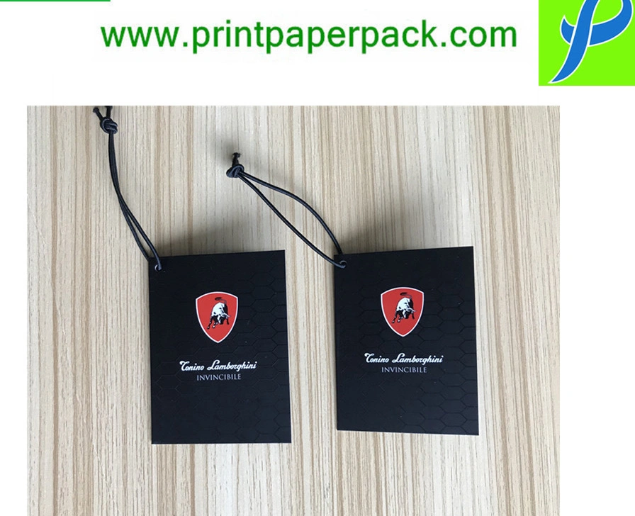 Custom Logo Printed Cardboard Made with UV Printing Black Hang Tags for Perfume / Body Mist / Clothing / Cosmetic Products