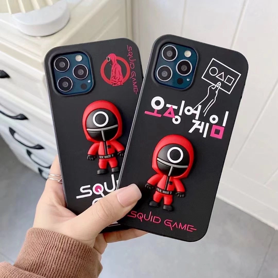 Newest Arrival Korean Cartoon Squid Game Bubble Pinch Silicone Phone Case