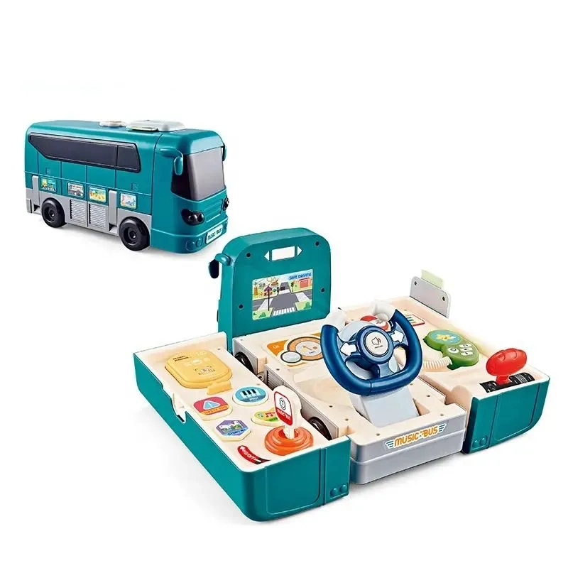 Music Changeble School Bus Children Toy Plastic Multi-Function Car Electric Driving Vehicle Musical Instrument Toys Music Bus for Kids