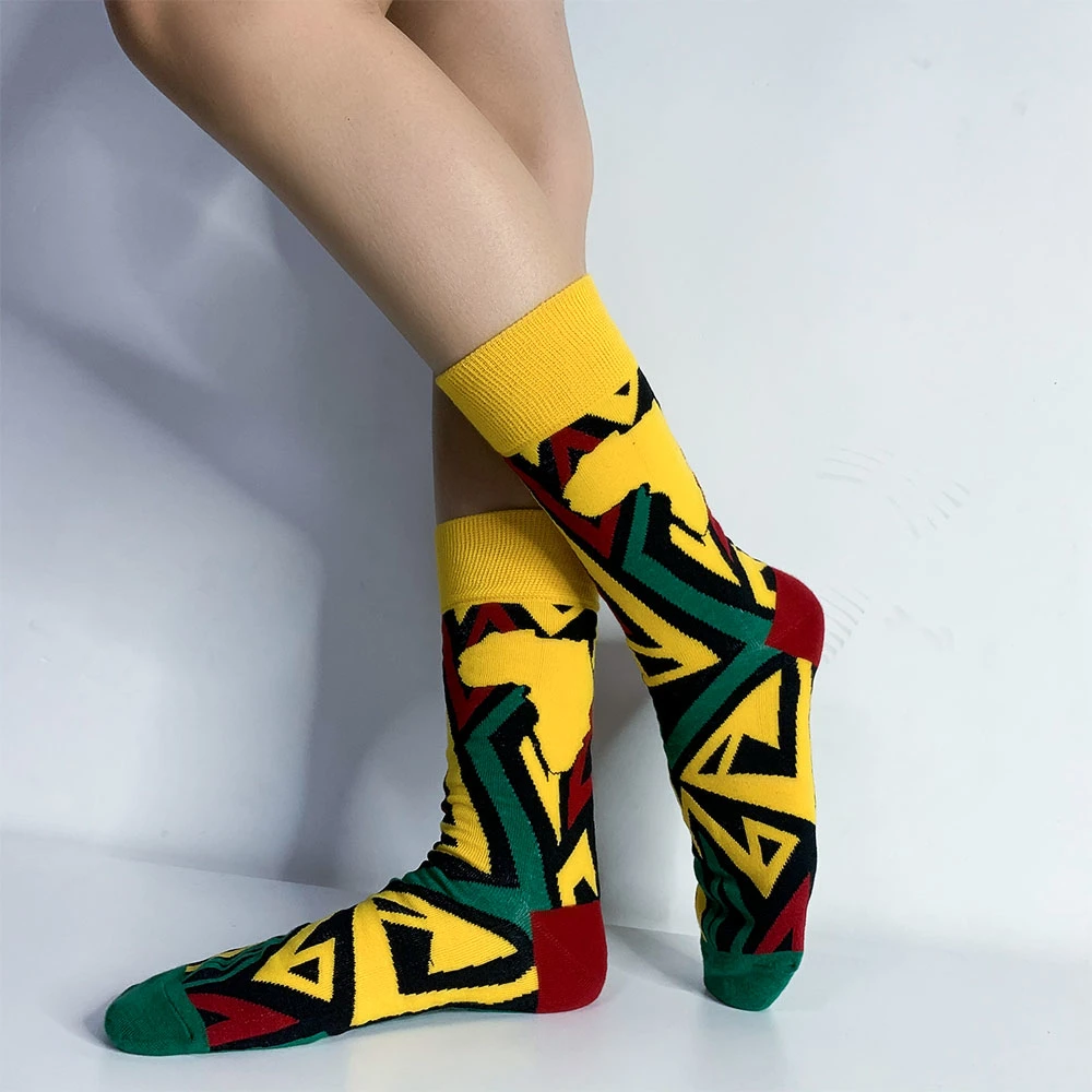 Latest African Prints Kente Pattern Fashionable Unisex Long Socks