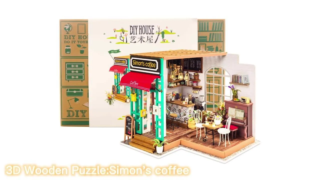 Simon's Coffee Wooden Toy 3D Puzzle Miniature Doll House