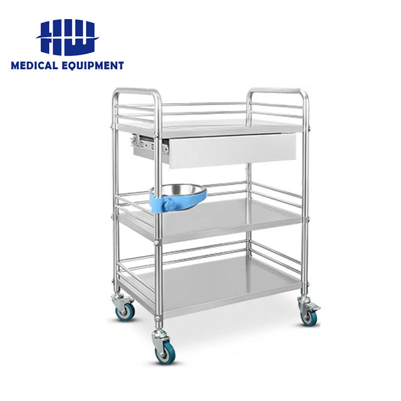 عربة جراحات جراحية للعربات الكهربائية للمستشفى من الفولاذ المقاوم للصدأ Dressing Trolley