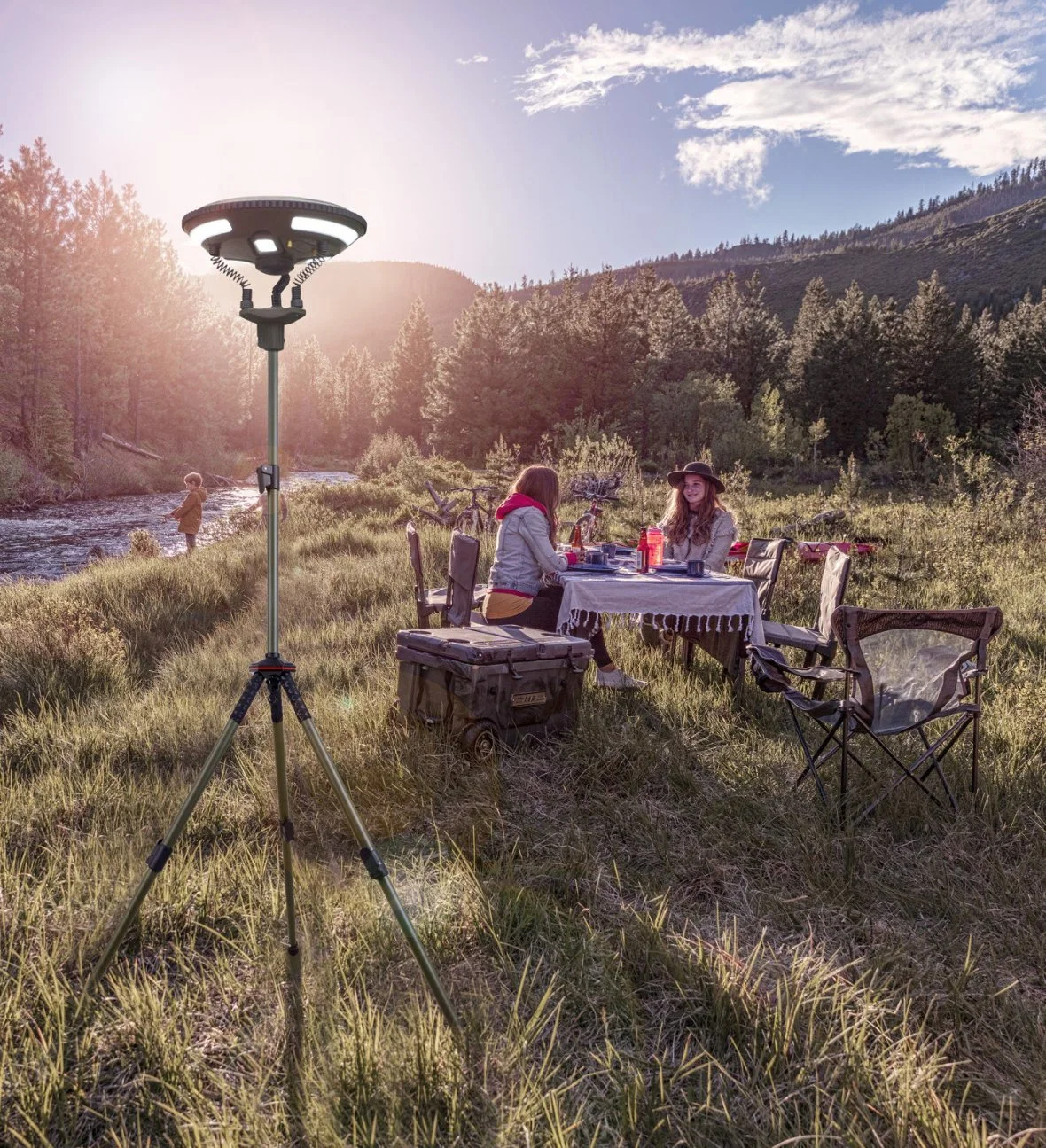 Ovni de la luz de la música de Camping Solar LED impermeable solar al aire libre la calle/carretera/Jardín/Camping/luces de emergencia con Tripot y batería de litio batería/3D