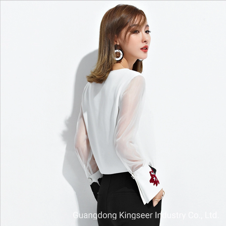 Lady New Fashion Long Sleeved Chiffon Fabric Shirt for Women