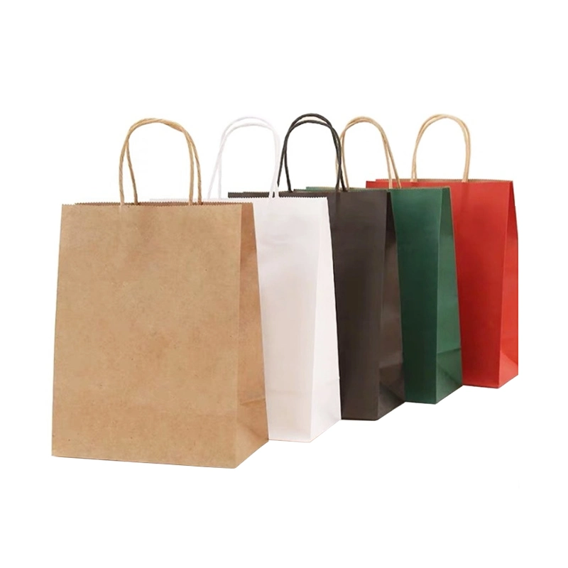 Custom Printed Logo Brown Kraft Paper Bag Packaging Restaurant Food Coffee Cup Takeout Takeaway Bags Paper