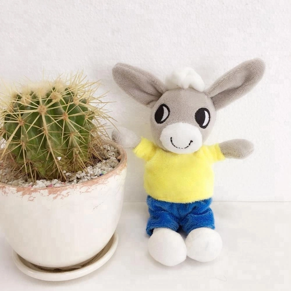 Soft Plush Brinquedos animais taxidermizados burro com roupas