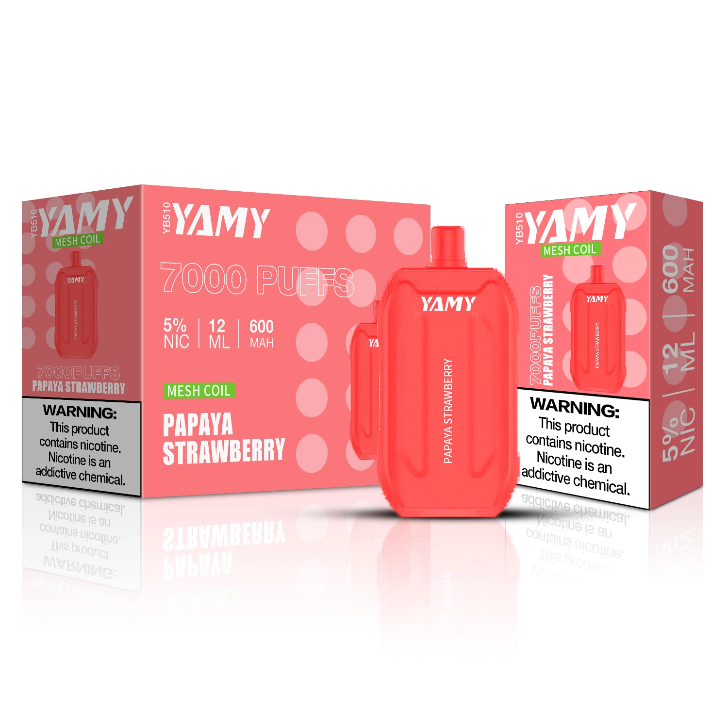 Yamy Yb510 одноразовые E сигареты Vape перо 7000 Mesh Puffs катушки управления воздушным потоком, тип C Аккумулятор 12ml 600 Мач OEM