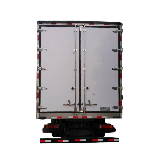 XPS/PU Insulation Rear and Side Door Checker/T Floor Frozen Meat Seafood Chicken Vegetable Corrosion Resistance FRP Sandwich Panel Refrigerator Truck Body Box