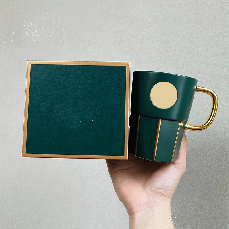 Dark Green Goddess Cup Nameplate Phnom Penh Cut Surface Ceramic Mug Coffee Cup Drinking Gift Water Cup Gift Box 14 Oz