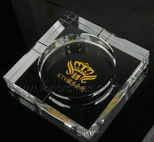 Custom Logo Promotional Gift Crystal Glass Ashtray