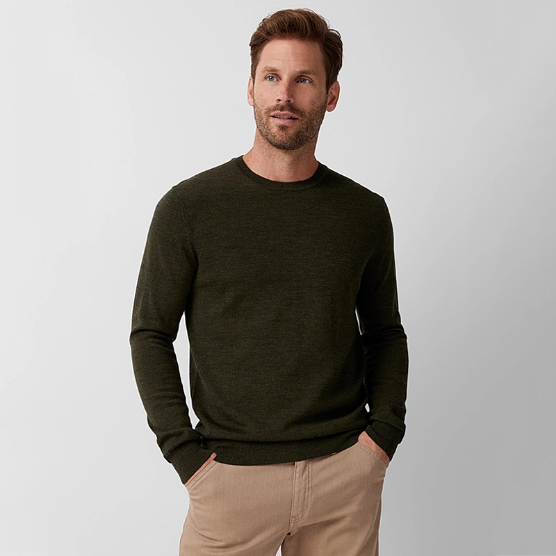 Los hombres Supersoft Long-Sleeve tejidos de lana suéter Crewneck