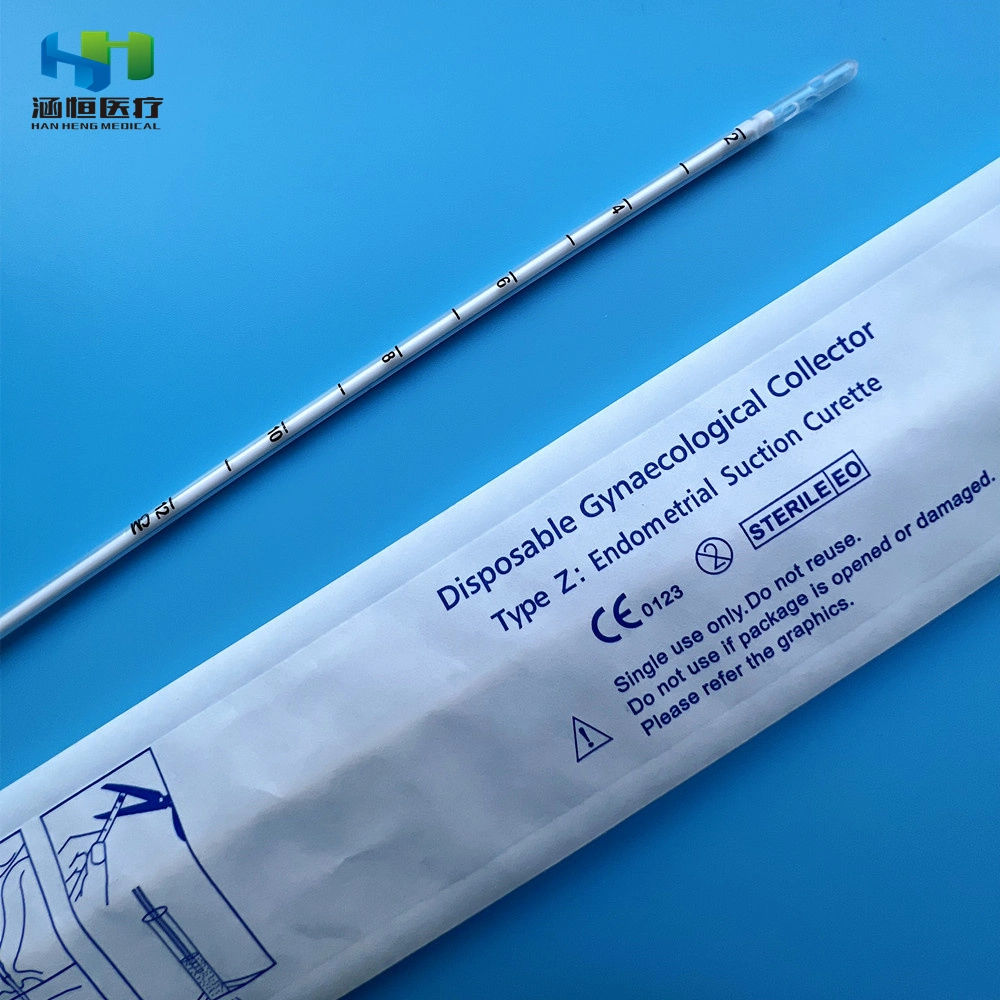 Curette endométriale Dispositif médical de biopsie de curette d'aspiration en PP de qualité médicale Canule Pipelle Collecteur gynécologique en PP Échantillonneur endométrial cervical CE