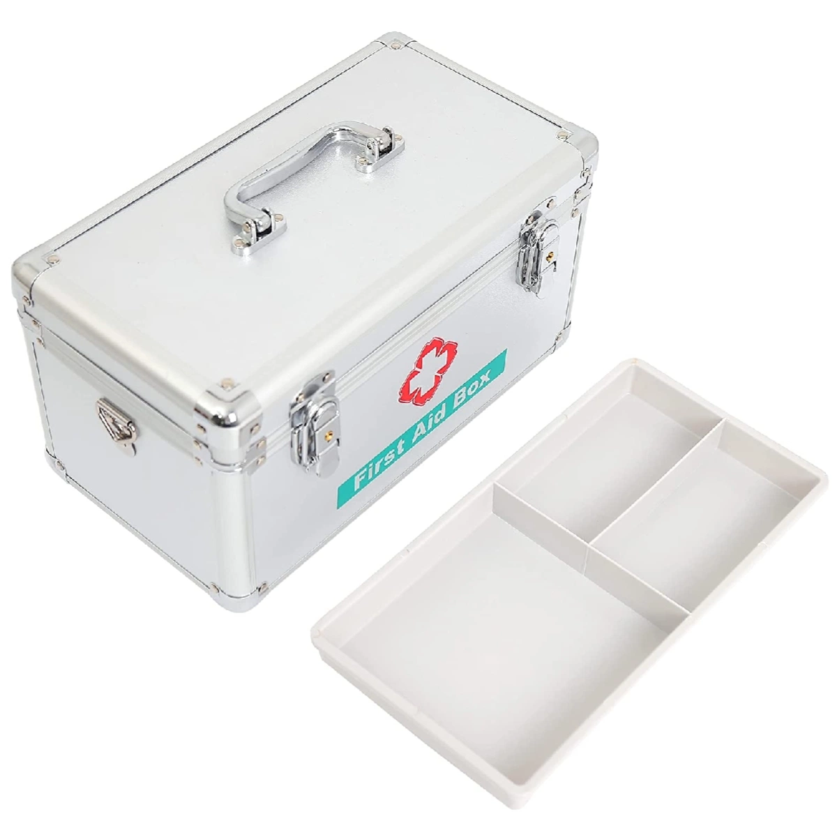 Hard Shell Empty Medical Aluminium First Aid Box Kit with Medicine Supplies Equipment