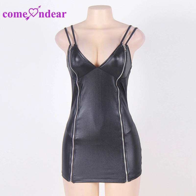 Factory Price Paypal Accept Sexy Leather Mini Bodycon Dress