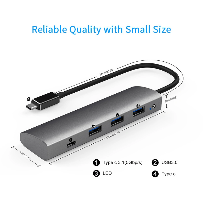 Uh3047c1 3.1 Superspeed de alumínio de USB de 4 portas