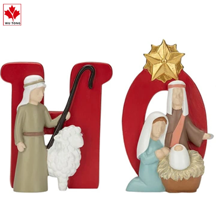 H-O-P-E Nativity Set Is Suitable for Christmas Indoor Resin Carving and Hand Drawn Nativity Statues