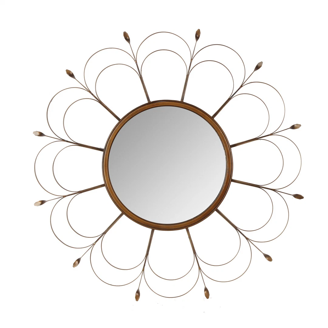 Flower Iron Cooper Color Aluminium Wall Mirror