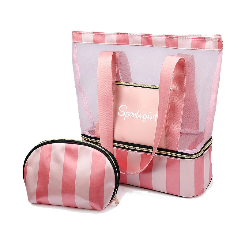 Wholesale Women Cosmetic Bag Lady Beach Bag Set with Insulated Compartment