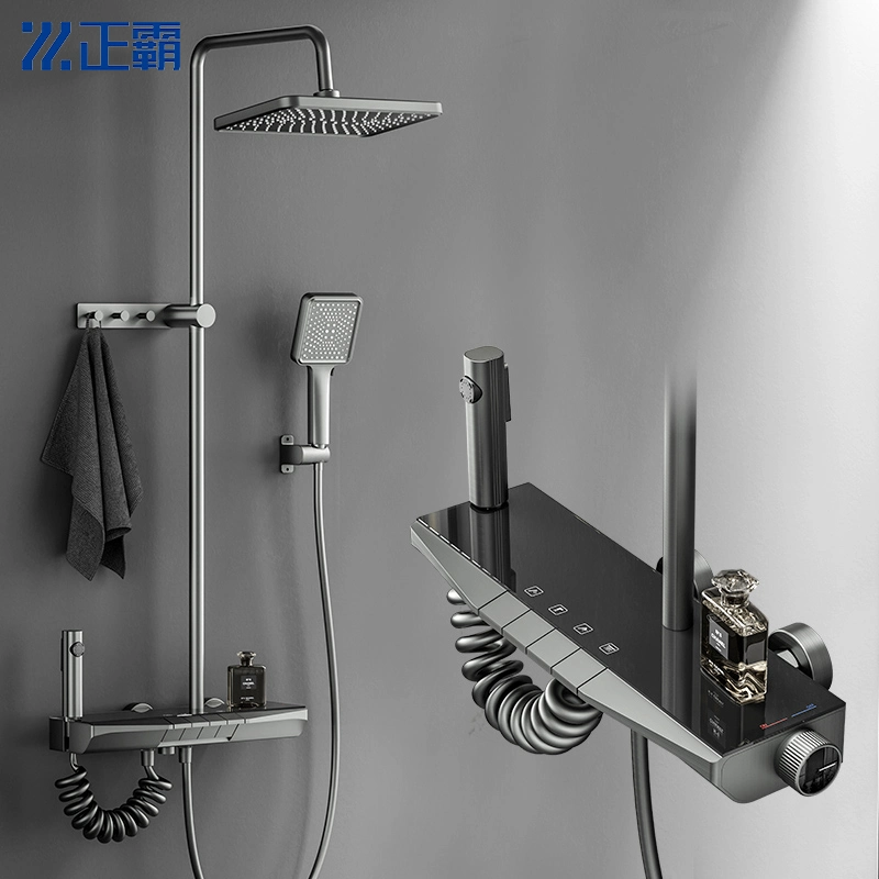 31678 Large Carrier Panel Aluminum Gray Bathroom Shower Set Complete Shower Set