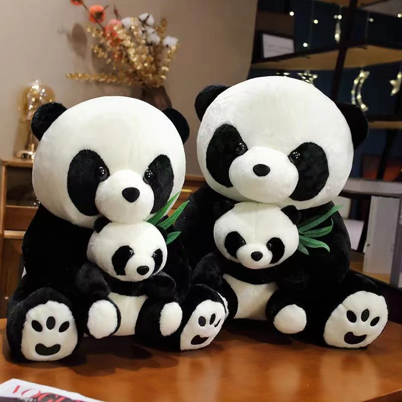 Artificial Panda Plush Toy Mother and Son Cat Bear Souvenir Doll Sleeping Pillow Rag Doll Children's Birthday Gift