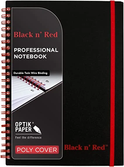 Black N' Red Spiral Binding Durable Poly Cover Premium Optik Paper Scribzee APP Compatible Environmentally Friendly 8-1/4" X 5-3/8" 70 Doubl Notebook