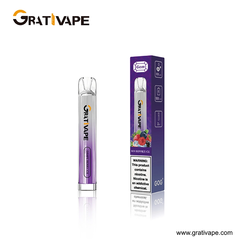 Wholesale/Supplier Best Disposable/Chargeable Mini vape Grativape Gem 600 Puffs Prefilled E-Liquid 2ml 2% Nicotine