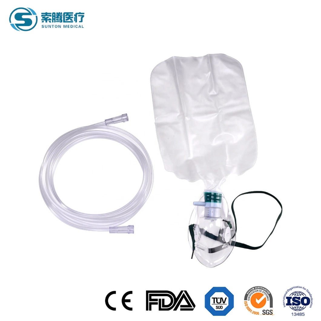 Sunton OEM Customized Non-Rebreather China Mask Storage Bag Factory Adult Pediatric Infant Size Disposable Oxygen Gas Mask