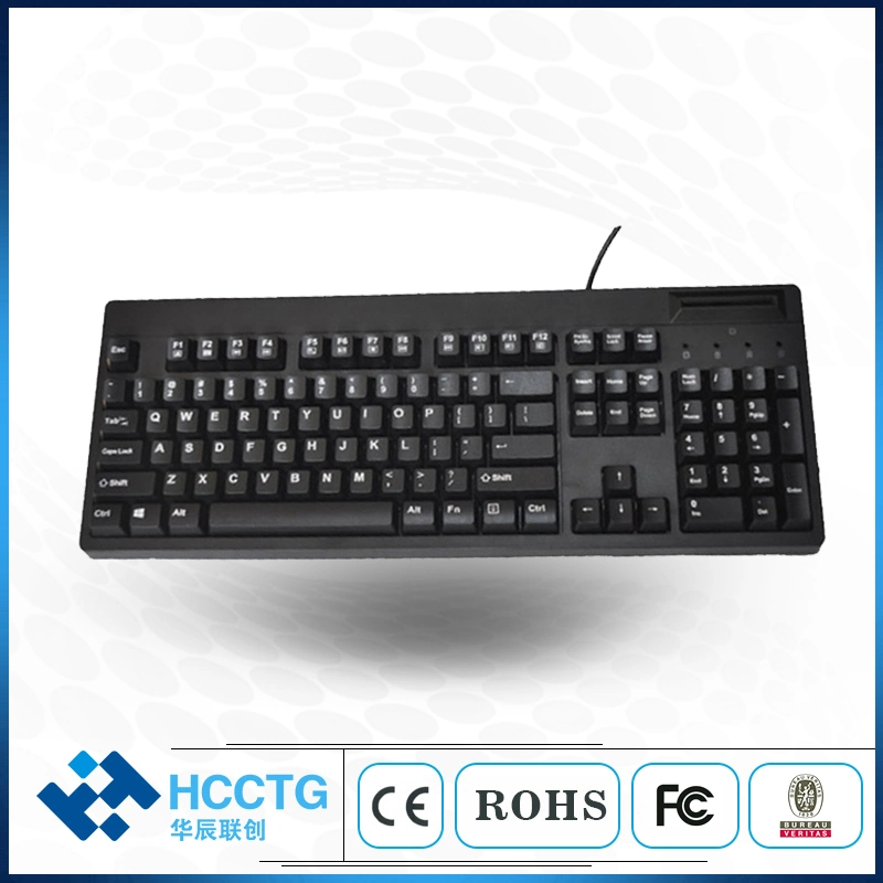 USB Multi-Functional 104 Keys Keyboard with Msr Magnetic Card Reader Track 1 2 3 and Contact IC Chip Card Reader Hcc150u