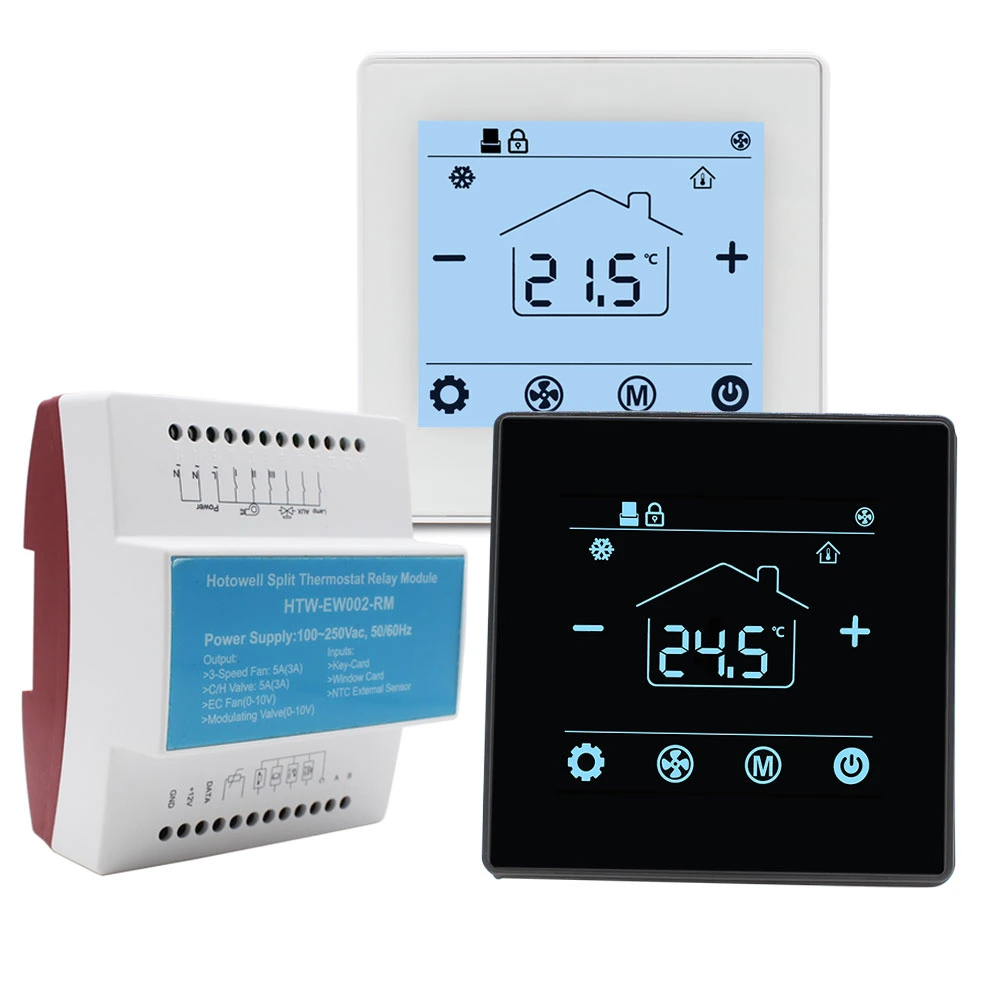 AC Thermostat Supplier Digital Room Temperature Controller RS485 Modbus Thermostat for Hotel Fan Coil Units