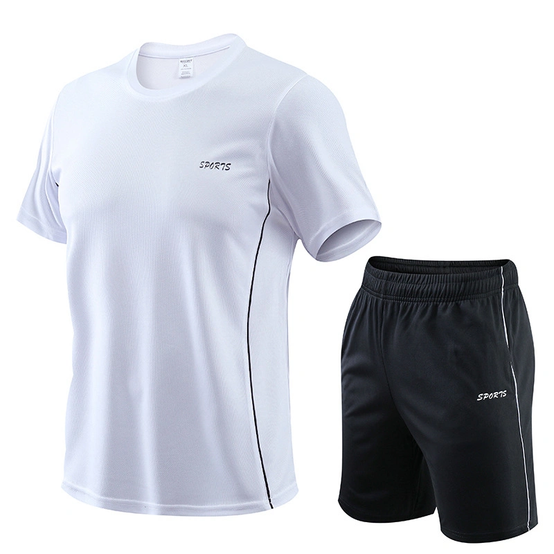 Sy-4630 Traje deportivo personalizadas del verano de los hombres transpirable Short-Sleeved Casual de dos piezas de ropa deportiva Fitness ejecutando cortos