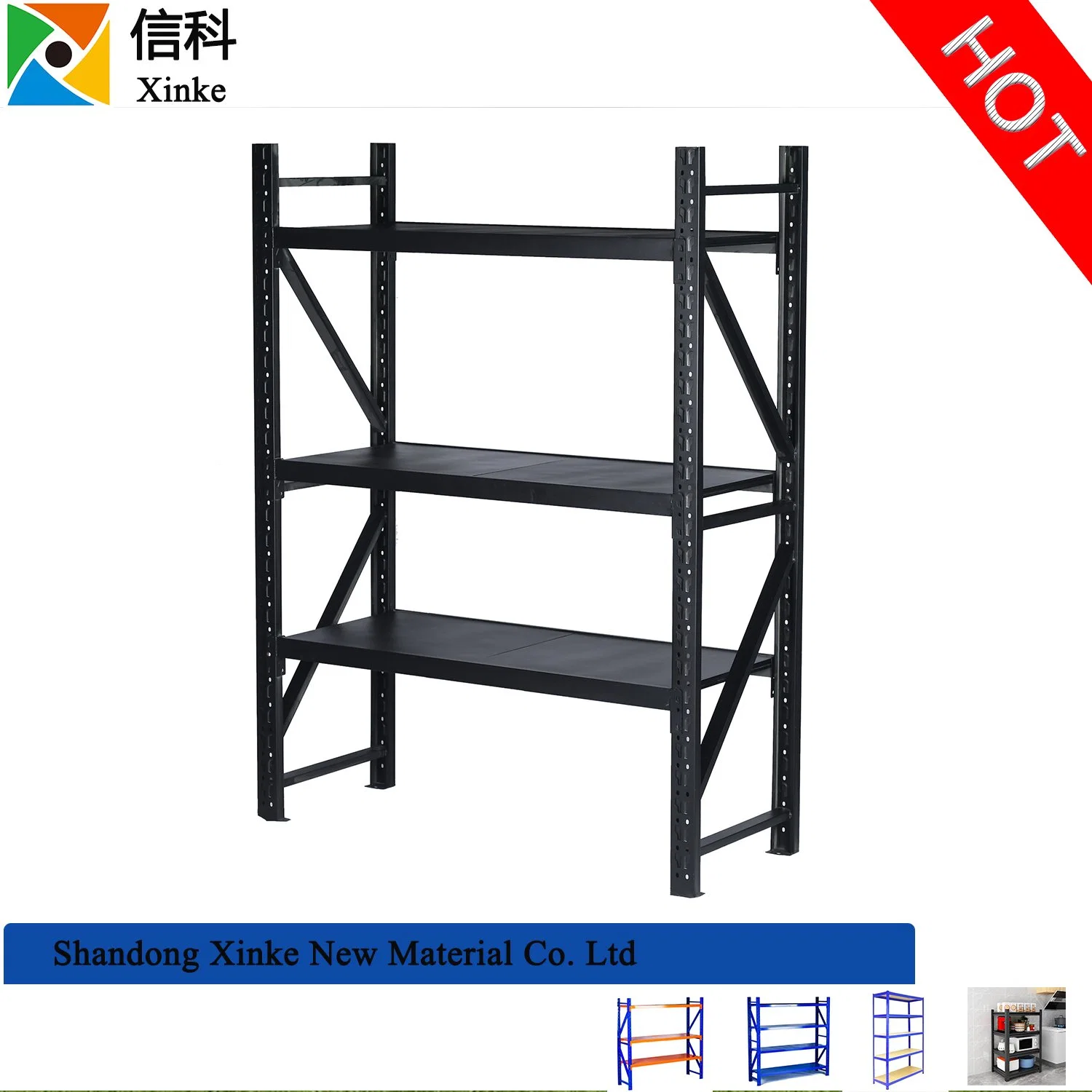 Different Sizes and Colors Metal Steel Warehouse Rack Angle Shelf for Food Storage