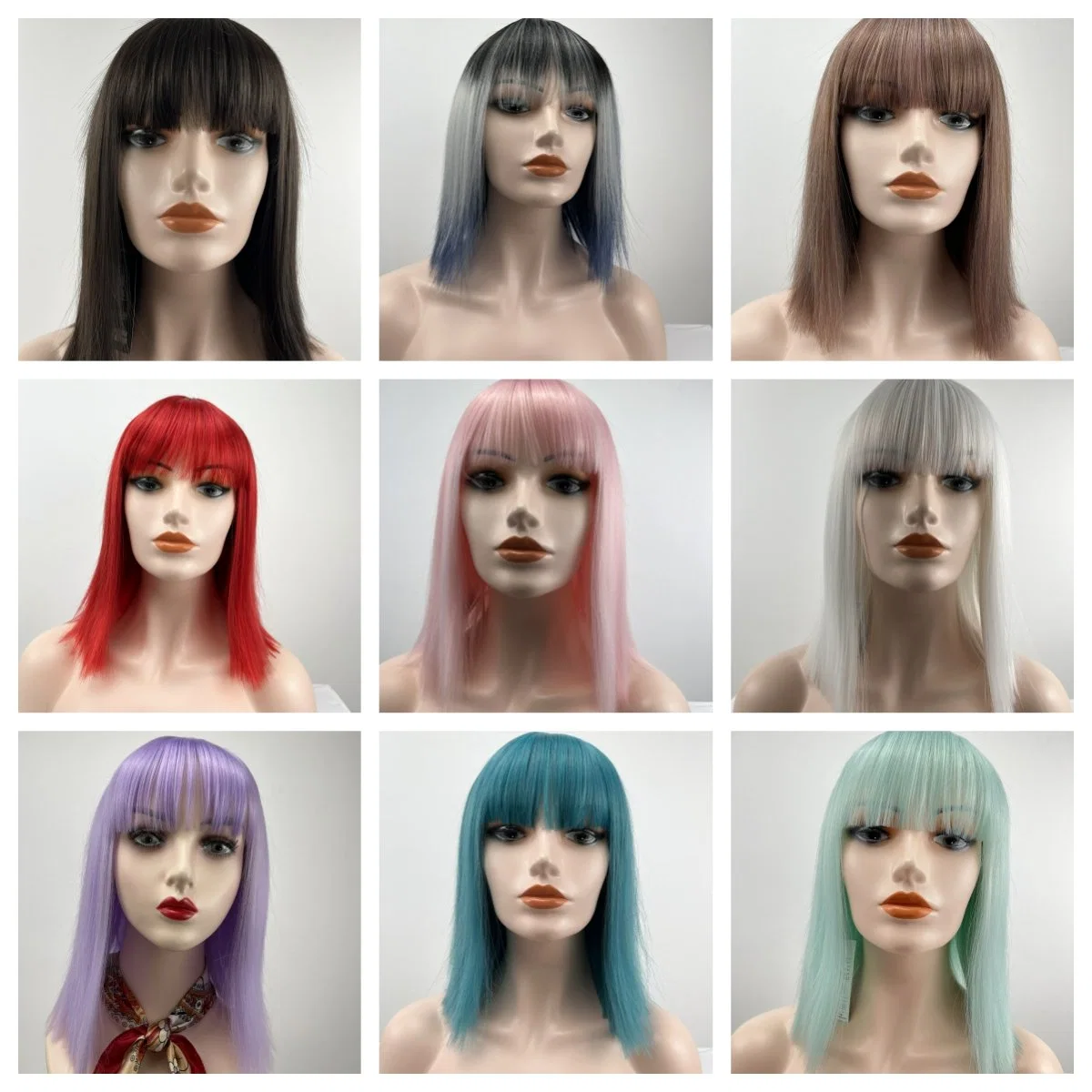 Wholesale/Supplier Party Synthetic Wigs Lolita Cosplay Pink Straight Hair Short Bob Wig Sheath with Bangs